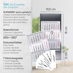 Calendrier de table Timr en acier inoxydable à poser I Mindset I pour 2 ans 2026/2027 I Bloc calendrier 3 mois avec aimant I Mul