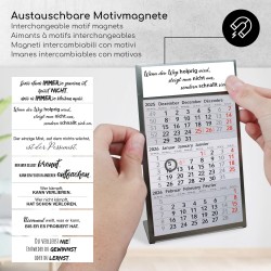 Calendrier de table Timr en acier inoxydable à poser I Mindset I pour 2 ans 2026/2027 I Bloc calendrier 3 mois avec aimant I Mul