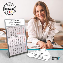 Calendrier de table Timr en acier inoxydable à poser I Mindset I pour 2 ans 2026/2027 I Bloc calendrier 3 mois avec aimant I Mul