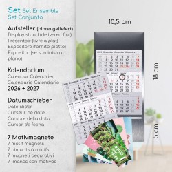 Calendrier de table Timr en acier inoxydable à poser I Motif cactus I pour 2 ans 2026/2027 I Format portrait 105 x 230 mm I Vue 