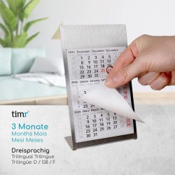 Calendrier de table Timr en acier inoxydable à poser I Motif cactus I pour 2 ans 2026/2027 I Format portrait 105 x 230 mm I Vue 