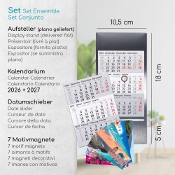 Calendrier de table Timr en acier inoxydable à poser I pour 2 ans 2026/2027 I Motifs Grèce I Vue sur 3 mois avec blocs magnétiqu