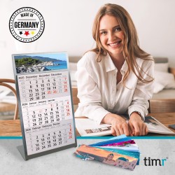 Calendrier de table Timr en acier inoxydable à poser I pour 2 ans 2026/2027 I Motifs Grèce I Vue sur 3 mois avec blocs magnétiqu