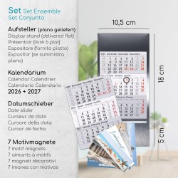 Calendrier de table Timr en acier inoxydable à poser I pour 2 ans 2026/2027 I Motifs mer avec citations I Vue sur 3 mois avec bl