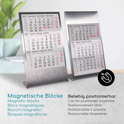 Calendrier de table Timr en acier inoxydable à poser I pour 2 ans 2026/2027 I Motifs mer avec citations I Vue sur 3 mois avec bl