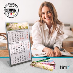 Calendrier de table Timr en acier inoxydable à poser I Motifs nature I pour 2 ans 2026/2027 I Bloc calendrier 3 mois avec aimant