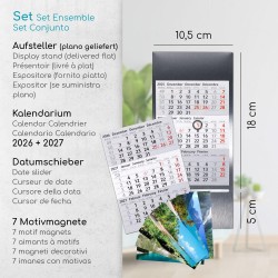 Calendrier de table Timr en acier inoxydable à poser I Motifs paysages I pour 2 ans 2026/2027 I Bloc calendrier 3 mois avec aima
