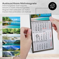 Calendrier de table Timr en acier inoxydable à poser I Motifs paysages I pour 2 ans 2026/2027 I Bloc calendrier 3 mois avec aima