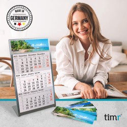 Calendrier de table Timr en acier inoxydable à poser I Motifs paysages I pour 2 ans 2026/2027 I Bloc calendrier 3 mois avec aima