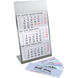 Calendrier de table Timr en acier inoxydable à poser I Motivation pastel I pour 2 ans 2026/2027 I Bloc calendrier 3 mois avec ai
