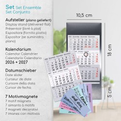 Calendrier de table Timr en acier inoxydable à poser I Motivation pastel I pour 2 ans 2026/2027 I Bloc calendrier 3 mois avec ai