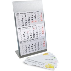 Calendrier de table Timr en acier inoxydable à poser I pour 2 ans 2026/2027 I Citations de bureau et jeux de mots I Vue sur 3 mo