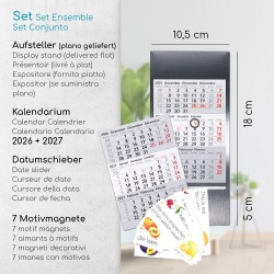 Calendrier de table Timr en acier inoxydable à poser I pour 2 ans 2026/2027 I Citations de bureau et jeux de mots I Vue sur 3 mo