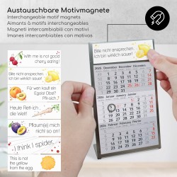 Calendrier de table Timr en acier inoxydable à poser I pour 2 ans 2026/2027 I Citations de bureau et jeux de mots I Vue sur 3 mo