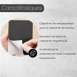 Timr calendrier de remplacement 2026 et 2027 I Magnétique I Pour calendrier de table en acier inoxydable brossé I Idée cadeau po