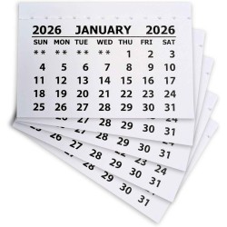 Lot de 25 mini blocs de calendrier 2026 – Calendrier en papier blanc cousu pour cadeau personnalisé – Petit calendrier de bureau