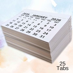Lot de 25 mini blocs de calendrier 2026 – Calendrier en papier blanc cousu pour cadeau personnalisé – Petit calendrier de bureau