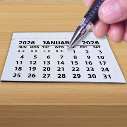 Lot de 25 mini blocs de calendrier 2026 – Calendrier en papier blanc cousu pour cadeau personnalisé – Petit calendrier de bureau