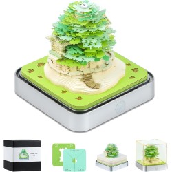 Calendrier 3D 2026, Calendrier de Bureau avec Lumières&Arbre, 3D Bloc-Notes en Papier Sculpté, Notes Autocollantes,3d Calendrier