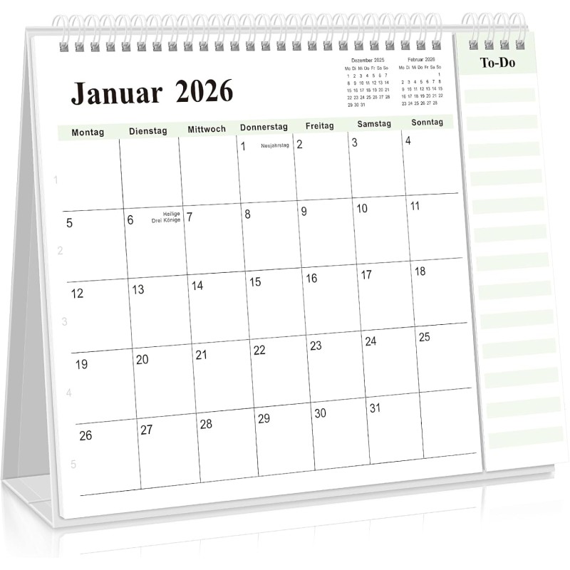 SKYDUE Calendrier de table 2025-2026 - De juillet 25 à décembre 26 - Calendrier de table 2026 - À poser - Calendrier mensuel 202