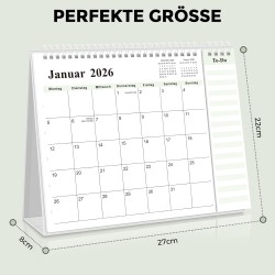 SKYDUE Calendrier de table 2025-2026 - De juillet 25 à décembre 26 - Calendrier de table 2026 - À poser - Calendrier mensuel 202