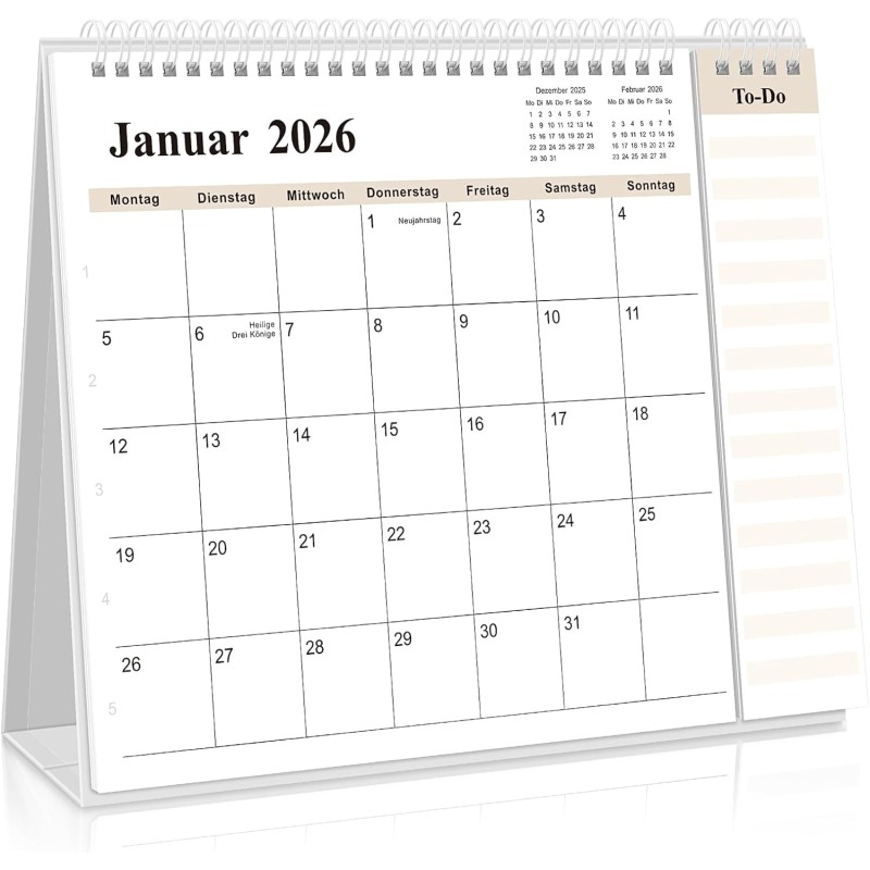 SKYDUE Calendrier de table 2025-2026 - De juillet 25 à décembre 26 - Calendrier de table 2026 - À poser - Calendrier mensuel 202
