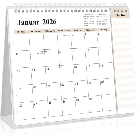 SKYDUE Calendrier de table 2025-2026 - De juillet 25 à décembre 26 - Calendrier de table 2026 - À poser - Calendrier mensuel 202