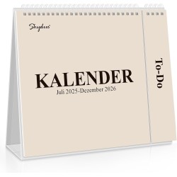 SKYDUE Calendrier de table 2025-2026 - De juillet 25 à décembre 26 - Calendrier de table 2026 - À poser - Calendrier mensuel 202