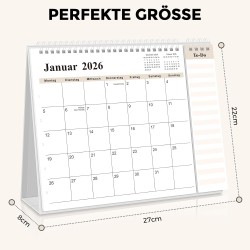 SKYDUE Calendrier de table 2025-2026 - De juillet 25 à décembre 26 - Calendrier de table 2026 - À poser - Calendrier mensuel 202