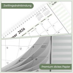 SKYDUE Calendrier de table 2025-2026 - De juillet 25 à décembre 26 - Calendrier de table 2026 - À poser - Calendrier mensuel 202