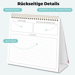 SKYDUE Calendrier de bureau 2026, à poser, calendrier mensuel avec liste détachable, format A5 (rose 2026)