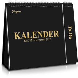 SKYDUE Calendrier de table 2025-2026 - De juillet 25 à décembre 26 - Calendrier de table 2026 - À poser - Calendrier mensuel 202