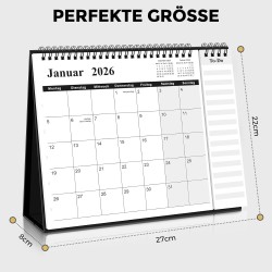 SKYDUE Calendrier de table 2025-2026 - De juillet 25 à décembre 26 - Calendrier de table 2026 - À poser - Calendrier mensuel 202