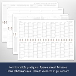 Häfft® Calendrier de bureau international 2026 horizontal "Starry Night" 1 semaine 2 pages, 29,8 x 11,6 cm, multilingue - durabl
