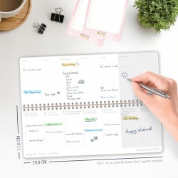 Häfft® Calendrier de bureau international 2026 horizontal "Starry Night" 1 semaine 2 pages, 29,8 x 11,6 cm, multilingue - durabl