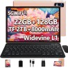 Nouvelle 2025 Tablette 10 Pouces Android 14 avec 22Go RAM+128Go ROM(TF/2To),Tablette Tactile avec 5G+2.4G WiFi, Octa-Core 2.0Ghz