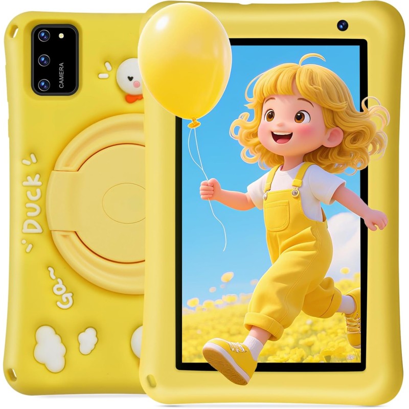 Tablette Enfants 7 Pouces Android 13, Octa-Core 8Go RAM 64Go ROM, 5800mAh Batterie, 5MP+8MP Caméra HD, Contrôle Parental, Housse