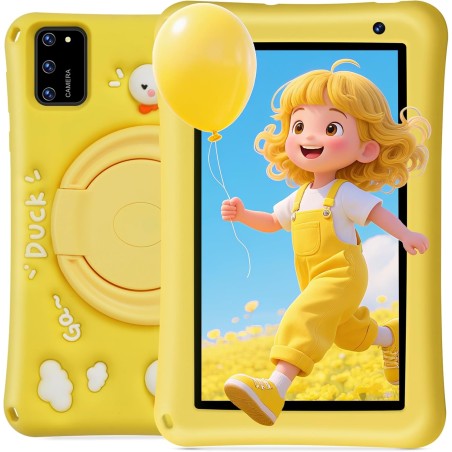 Tablette Enfants 7 Pouces Android 13, Octa-Core 8Go RAM 64Go ROM, 5800mAh Batterie, 5MP+8MP Caméra HD, Contrôle Parental, Housse