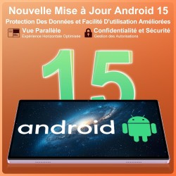 2025 Tablette Android 15 10 Pouces Écran IPS HD [30Go RAM] 128Go + TF 1To - Octo-Core, 8000mAh, Corps intégré en métal, 5MP+8MP,