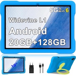Tablette android 15 10 pouces avec 30go ram+tf 2to,octa-core/gms,gemini ai/widevine l1,wifi 6/bleutooth 5.0,5mp+8mp/1280*800, co