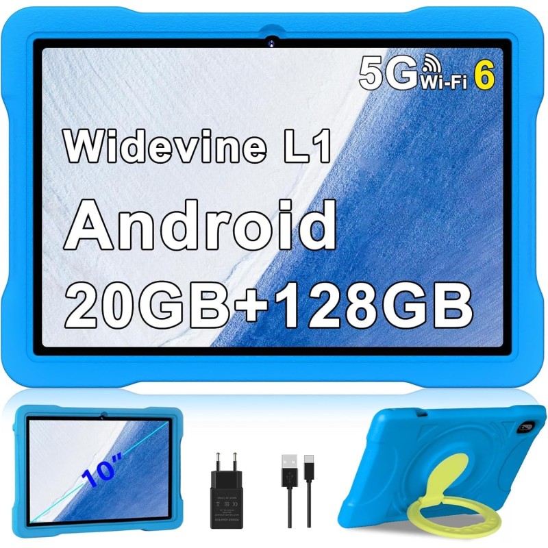 Tablette android 15 10 pouces avec 30go ram+tf 2to,octa-core/gms,gemini ai/widevine l1,wifi 6/bleutooth 5.0,5mp+8mp/1280*800, co