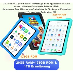 Tablette android 15 10 pouces avec 30go ram+tf 2to,octa-core/gms,gemini ai/widevine l1,wifi 6/bleutooth 5.0,5mp+8mp/1280*800, co