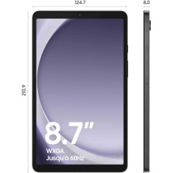 Samsung Galaxy Tab A9 Tablette Android, 64 Go de Stockage, Grand écran 8.7", 4G, Son riche, Débloqué, Anthracite, avec Chargeur 