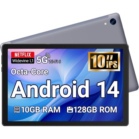 Tablet 10 inch Android Tablet Octa Core 10 GB RAM 128 GB ROM 1280 * 800 HD IPS Touchscreen Dual Kamera WiFi 6 BT 5.3 5000 mAh Ak