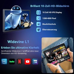 Tablet 10 inch Android Tablet Octa Core 10 GB RAM 128 GB ROM 1280 * 800 HD IPS Touchscreen Dual Kamera WiFi 6 BT 5.3 5000 mAh Ak