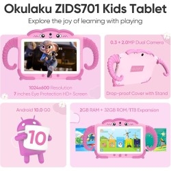 Tablette pour enfant 7 pouces android tablette enfants avec wifi bleutooth contrôle parental logiciel enfant pré-installé quad c