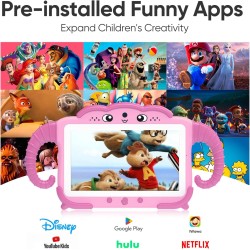 Tablette pour enfant 7 pouces android tablette enfants avec wifi bleutooth contrôle parental logiciel enfant pré-installé quad c