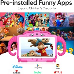 Tablette pour enfant 7 pouces android tablette enfants avec wifi bluetooth contrôle parental logiciel enfant pré-installé quad c