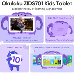 Okulaku tablette pour enfant 7 pouces android avec wifi bleutooth contrôle parental logiciel enfant pré-installé quad core 32go 