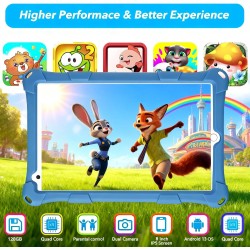 Tablette Enfants, 8 Pouces, Android, 6+10 RAM, 128Go ROM (Carte TF 256 Go), certifiée Google, Logiciel Enfant préinstallé, Wi-FI